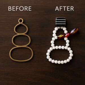 Vintage Swarovski Beaded Snowman Magnet • Handmade OOAK Holiday Art